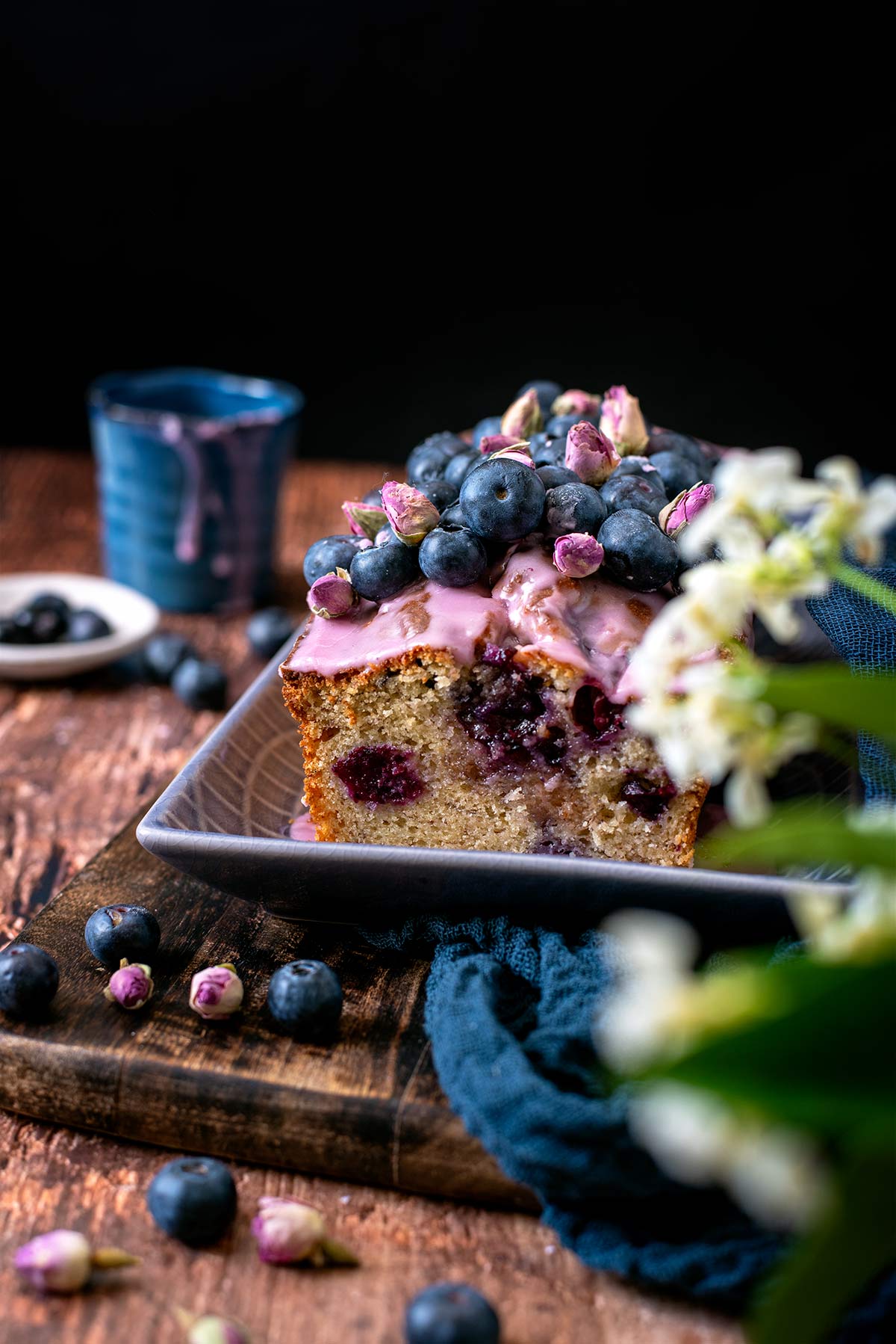 κέικ με μπανάνα και μύρτιλα, blueberries